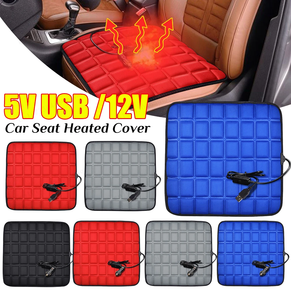 Winter Beheizte Auto Sitz Abdeckung 5V/12V Heizung Wärmer Auto Sitzkissen Auto Universal Protector Mantel Abdeckung Pads für Auto Zubehör