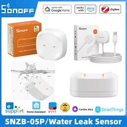 SONOFF SNZB-05P Zigbee Smart Water Leak Sensor Leaking Dripping Detection EWelink APP Real-time Alerts Alexa Google Home 2mqtt