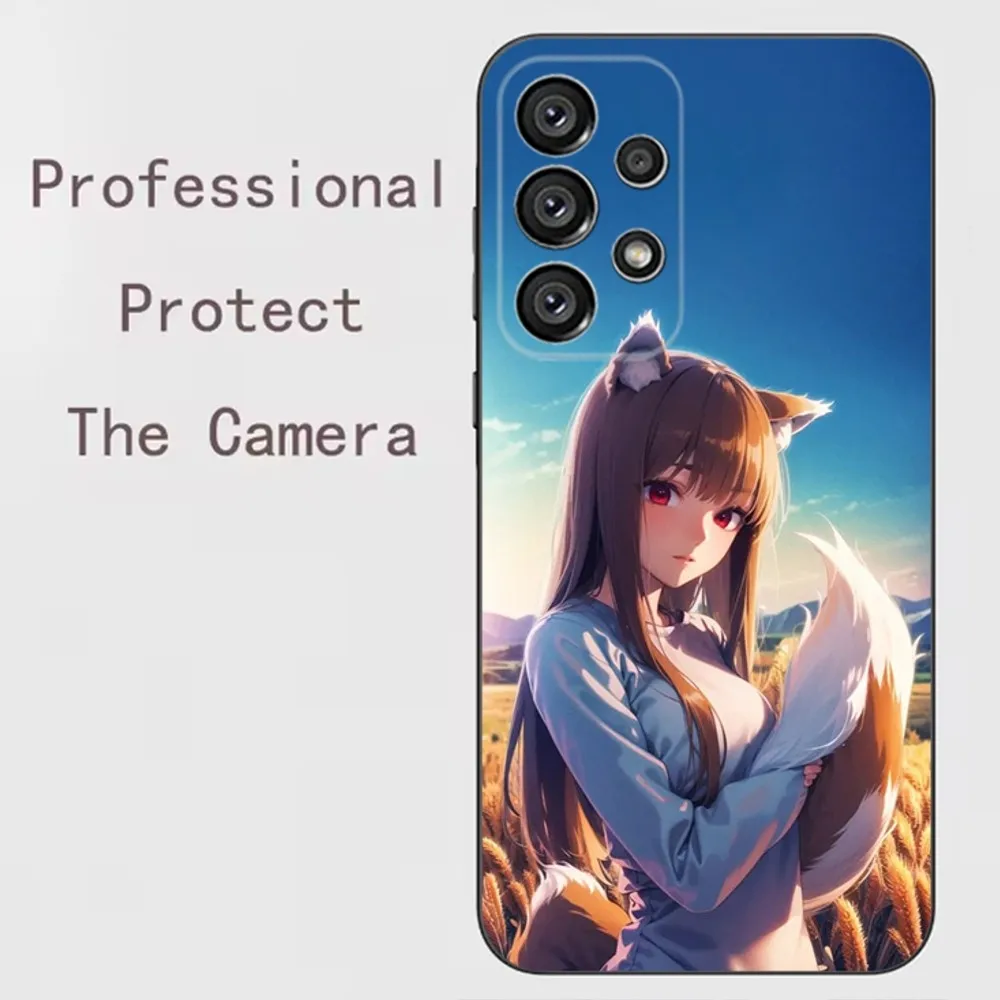 S-Spice and Wolf Anime  Phone Case For Samsung Galaxy A91,A80,A73,A72 ,A71,A53A52,A32 ,A31A22,A21s,A20,Black Cover