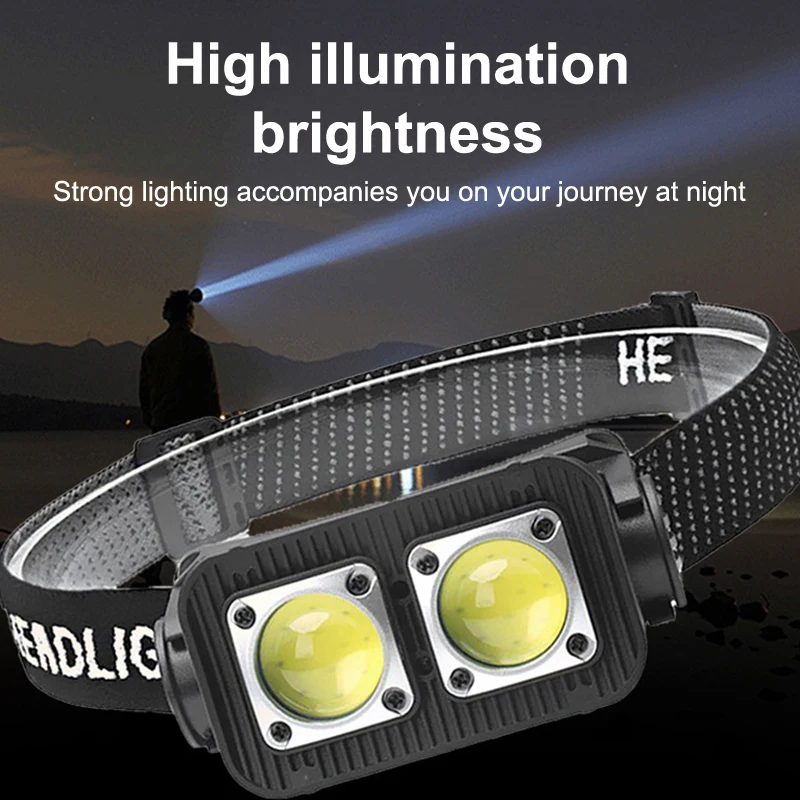 

Powerful Mini COB Headlamp Type-C Charging Headlights Super Bright 500LM 18650 Head Torch Camping Emergency Waterproof Lantern