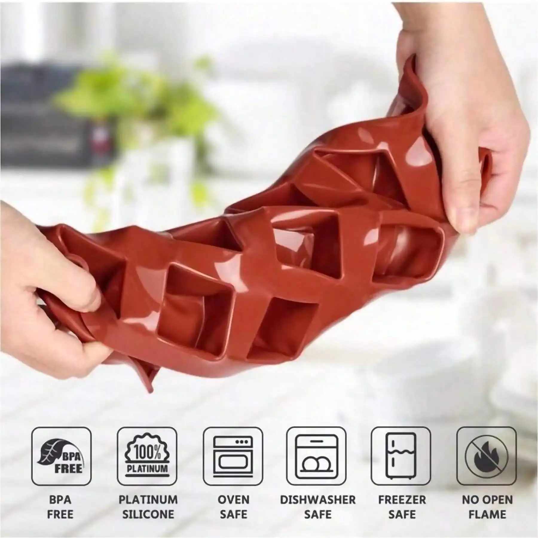 1-2 PCS 15-Cavity Square Silicone Mold - 3D Cube Mousse Cake Mold for Chocolate,Brownie,Cheesecake Jello - Non-Stick Baking Mold