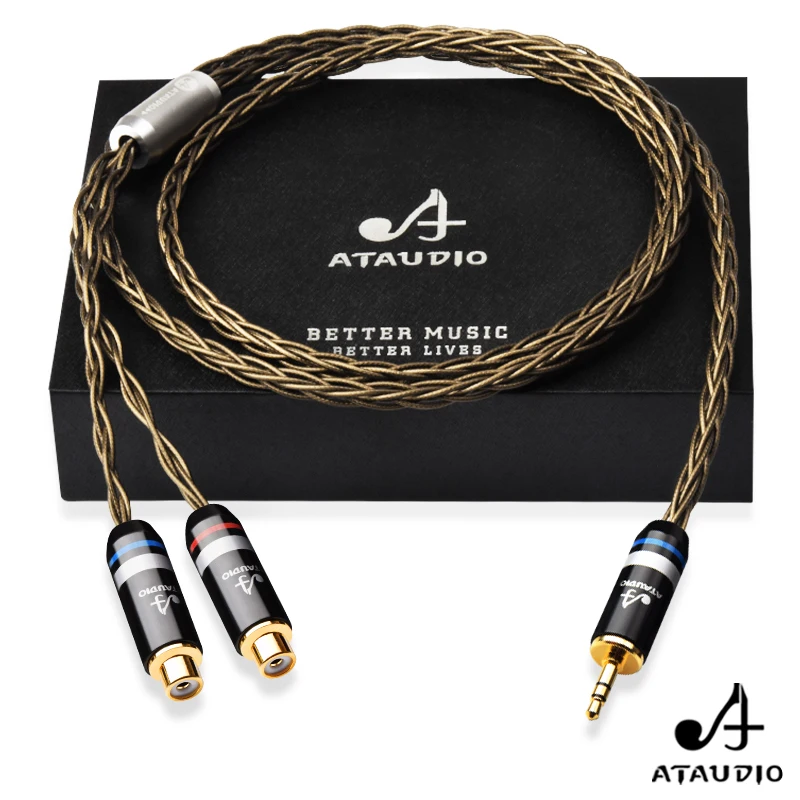 

ATAUDIO 3.5 Turn Double Lotus Female Single Crystal Copper Silver Plated 3.5mm turn rca female audio extension cord