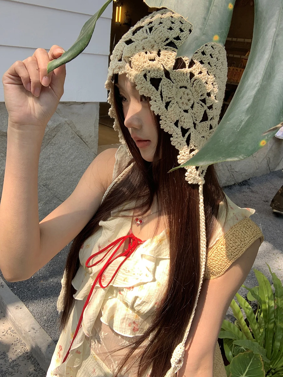 قبعة صوفية أنيقة محبوكة للنساء بلون بيج بأسلوب عصري مناسبة لجميع المواسم قبعة محبوكة مستديرة من الأعلى قبعة ربيعية عصرية