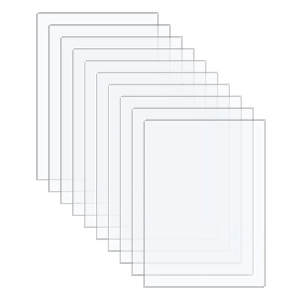 10pcs Clear Acrylic Sheet Transparent Plastic Board for Picture Frame Glass Replacement Project Display Painting Thickness 1.0mm