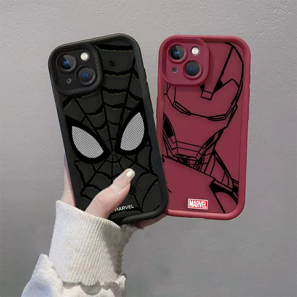 Marvel Line Iron Spider Man Phone Case For Xiaomi Redmi 9T 10 10C 12 12C 13 13C K50 POCO F3 F4 F5 X3 X4 X5 M6 11 14 GT PRO Case