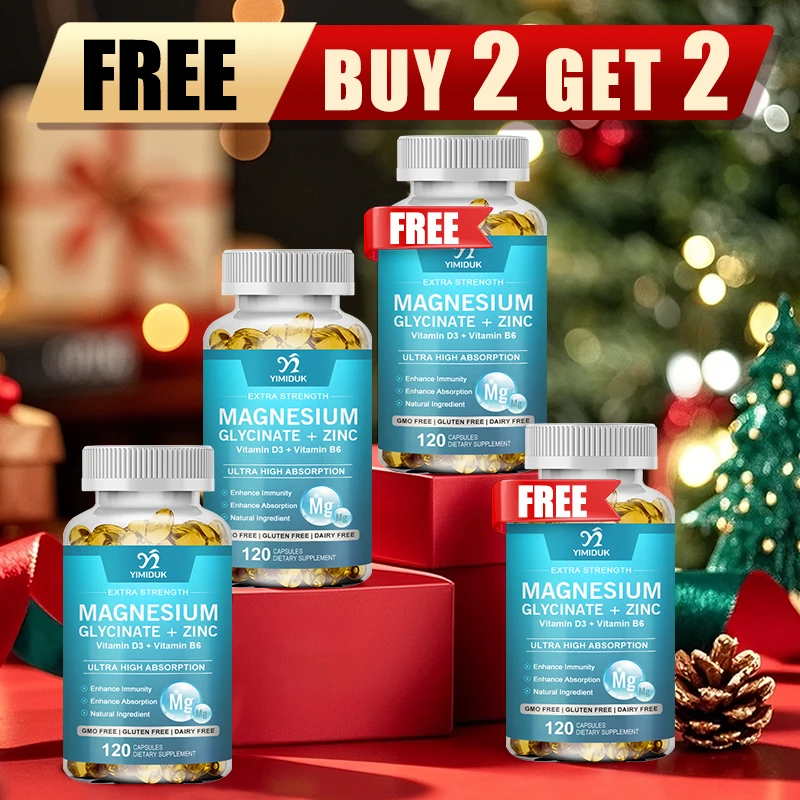 

Buy 2 Get 2 Free! Magnesium Glycinate + Zinc Capsules, Support Reduces Anxiety, Muscle Cramps & Hormone Balance, GMP Certified