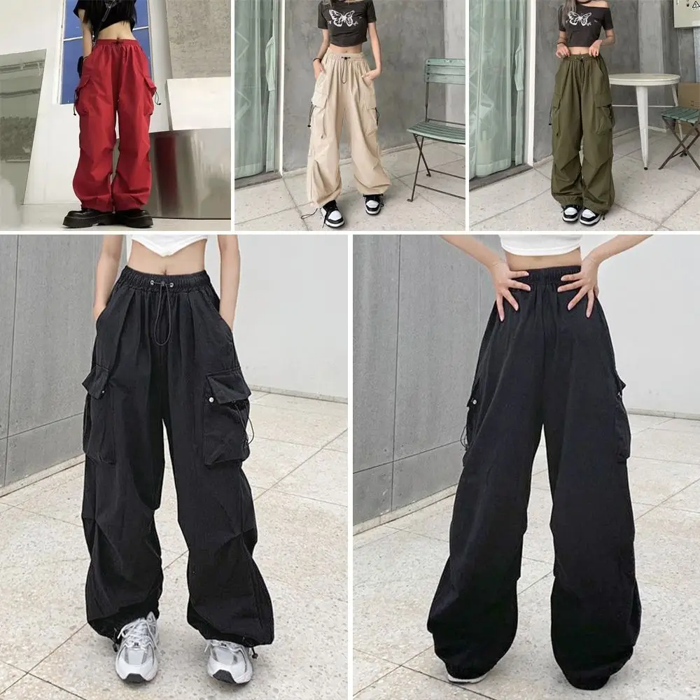 New Summer Cargo Pants Straight Cylinder Fashion Casual Pants Sagging Sensation Female High Waisted Slimming Pants