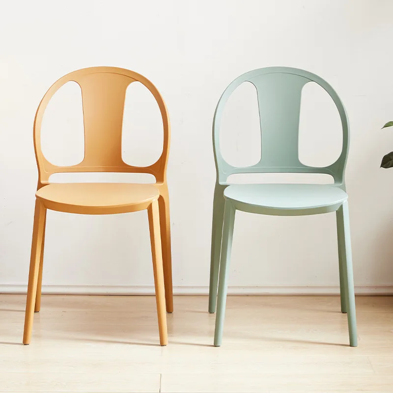 Economical Nordic Minimalist Plastic Backrest Stool Modern Negotiation Chair Household Living Room Dining Office Seat