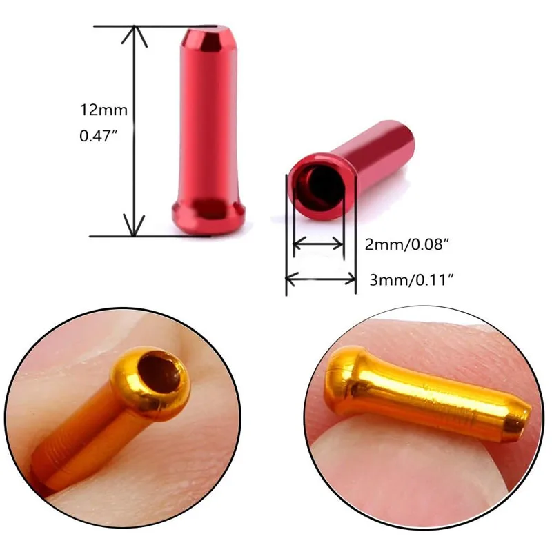 Imagem -02 - Alumínio Inner Cabo Dicas para Bicicleta Freio Shifter Derailleur Shift Cables End Caps Ciclo Ciclismo Peças Crimps 50 Pcs 100 Pcs