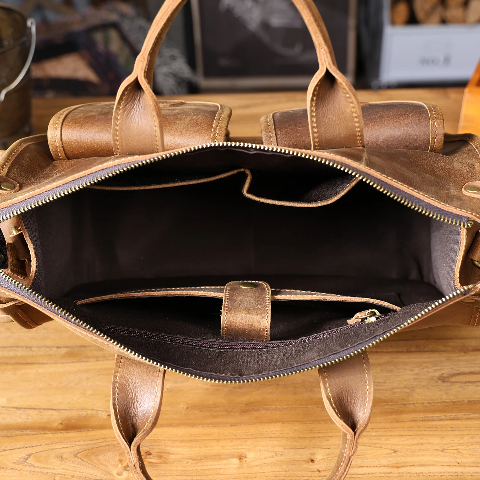 S.WORKER Vintage Echtleder Herren-Aktentasche 14" Laptop-Tasche Crazy Horse Leder Messenger-Handtasche Rindsleder Geschenkidee für Männer – Detail 36