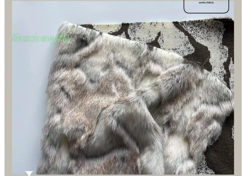 Imitation fur block fabric, jacquard plush, coffee dyed gray green, clothing, shoes, hats, home textile fabric