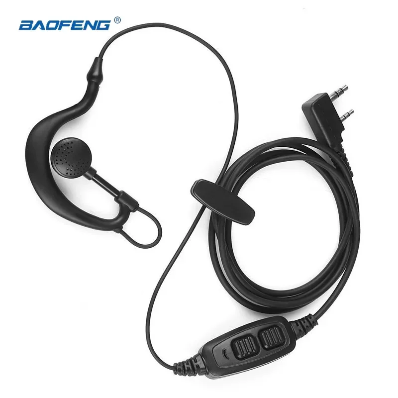 BAOFENG UV-82 Walkie Talkie Ear Hook 2-PIN Earpiece Headset PTT MIC Earbud Interphone Earphone for UV-5R 888S KENWOOD/HYT Radio