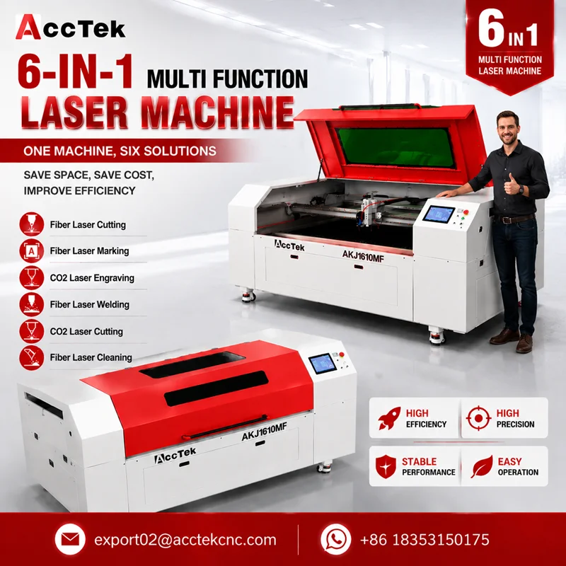 160*100cm CNC Laser Machine 6 In 1 Fiber Laser & CO2 Laser Engraving Cutting Welding Cleaning For Steel Aluminum Wood Acrylic