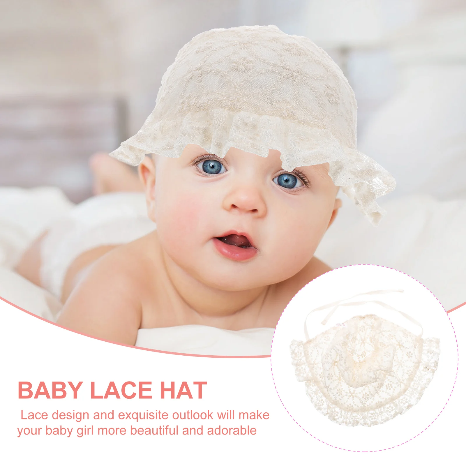 

Girl Princess Hat Newborn Bonnet Breathable Cotton Summer Photo Prop Outing Holidays Daily Use Lace Hat