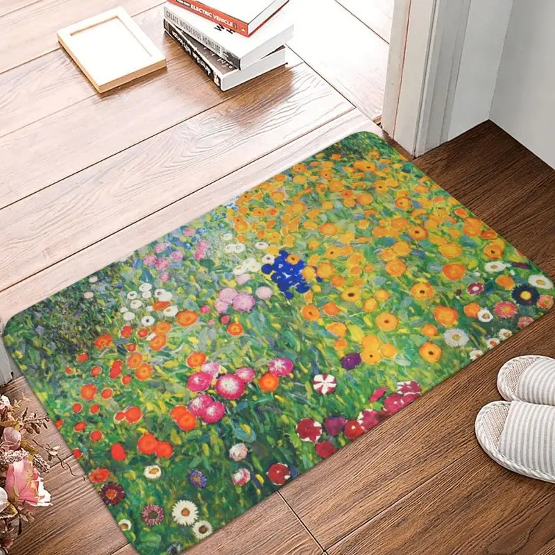 Flower Garden By Gustav Klimt Doormat Non-Slip Entrance Kitchen Bath Door Floor Mat Painting Art Garden Rug Carpet Footpad