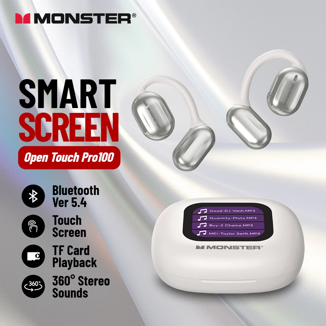 

Наушники Monster OPEN TOUCH PRO100 с сенсорным экраном, Bluetooth, беспроводная гарнитура, спортивные наушники с поддержкой TF-карты