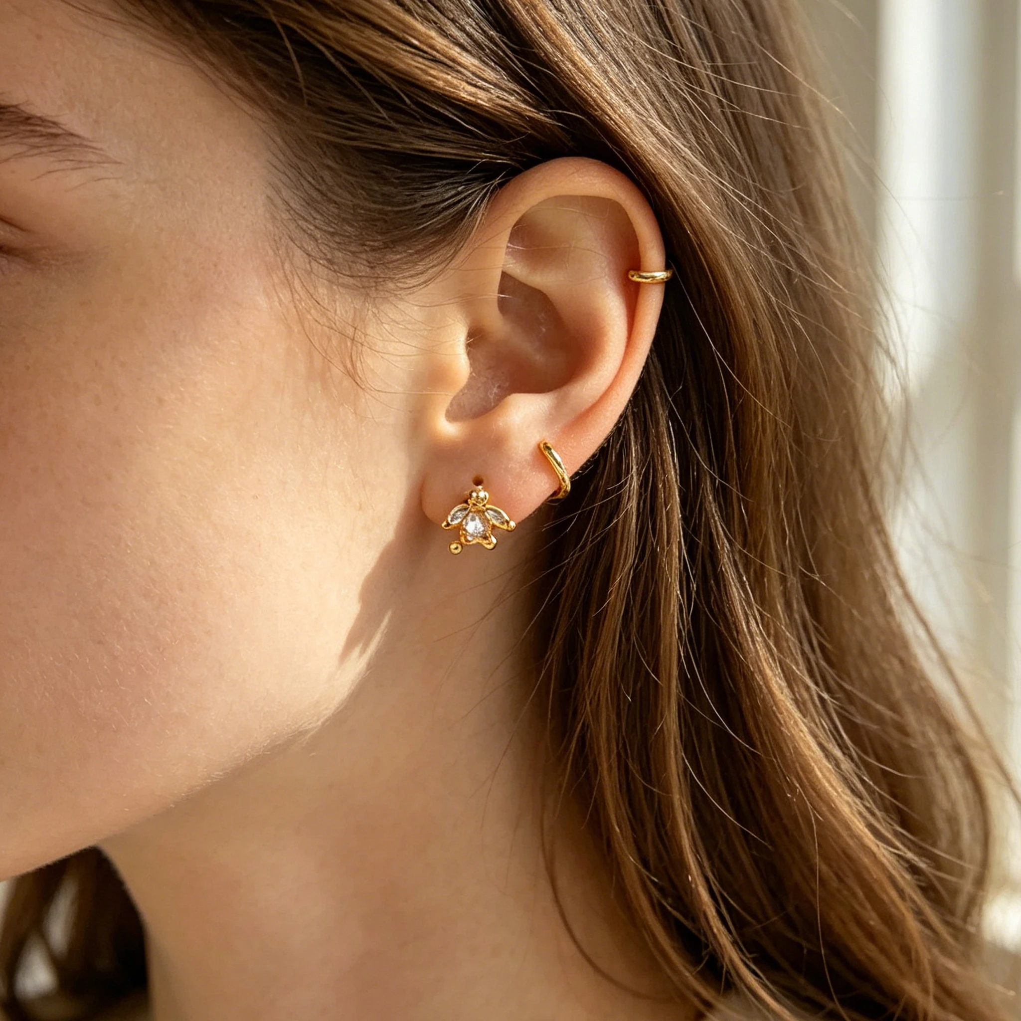 Classic Shiny Zircon Stud Earrings Unisex Gold Color Stackable Simple Women's Jewelry Gifts Stud Earrings Gril Piercing Jewelry