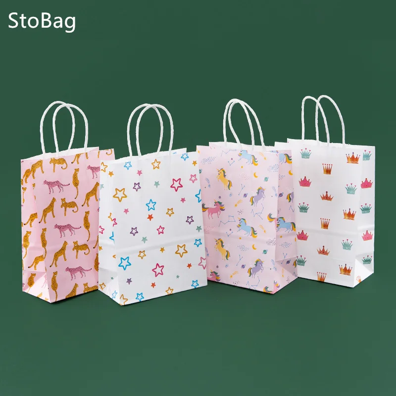 

StoBag-Animal Kraft Paper Packaging Party Candy Gift Bag Takeaway Jewelry Birthday Wedding Decoration Supplies Wholesale 5Pcs