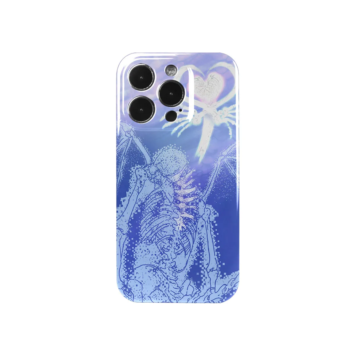 Coque Iphone Art Phone Case Dark Skeleton Skull Back Blue IMD 2 In 1 for iPhone 15 14 13 12 11 Pro Max 8 7 Plus