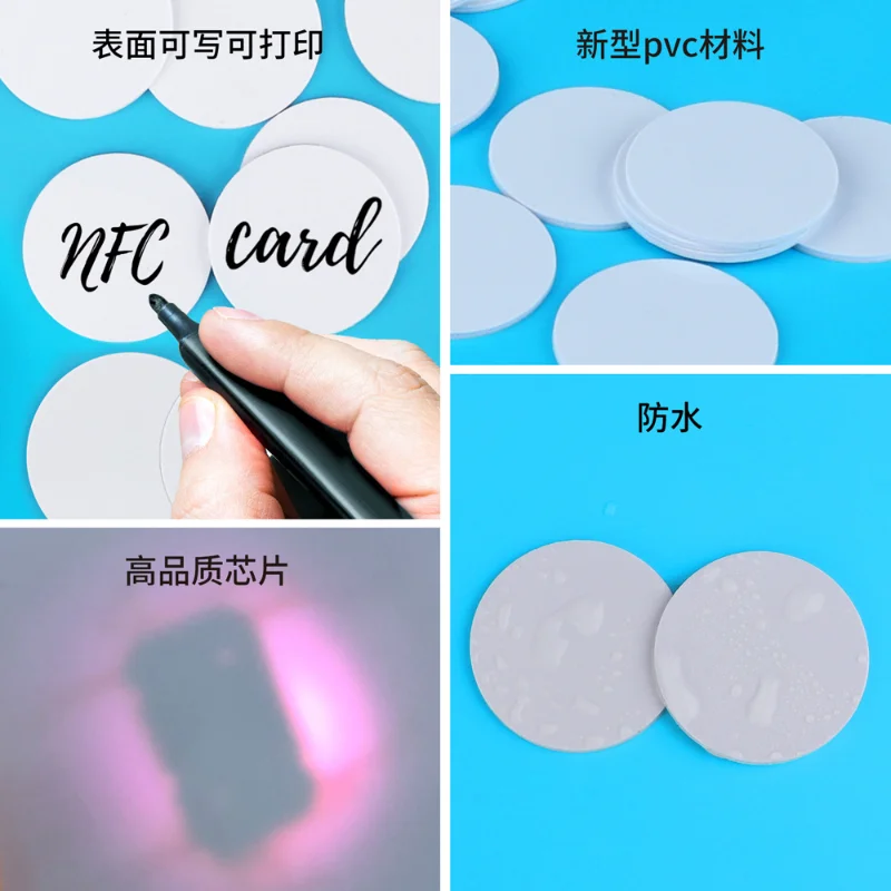 10pcs NFC 215 Coin TAG Key 13.56MHz Card Universal Label RFID Ultralight Tags Labels 25 mm diameter Round Box