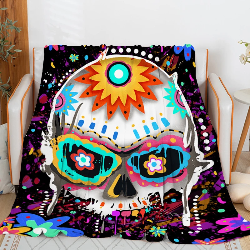 

Day of the Dead Sofa Blankets for Winter Microfiber Bedding King Size Nap Fluffy Soft Blankets Warm Knee Bed Fleece Camping Home