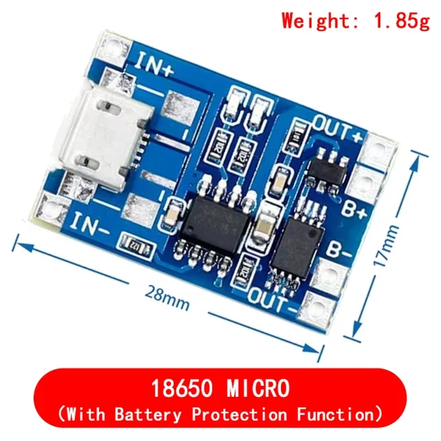 TP4056 5V 1A Type-c USB 18650 Lithium Battery Charging Board Charger Module with Protection Dual Functions