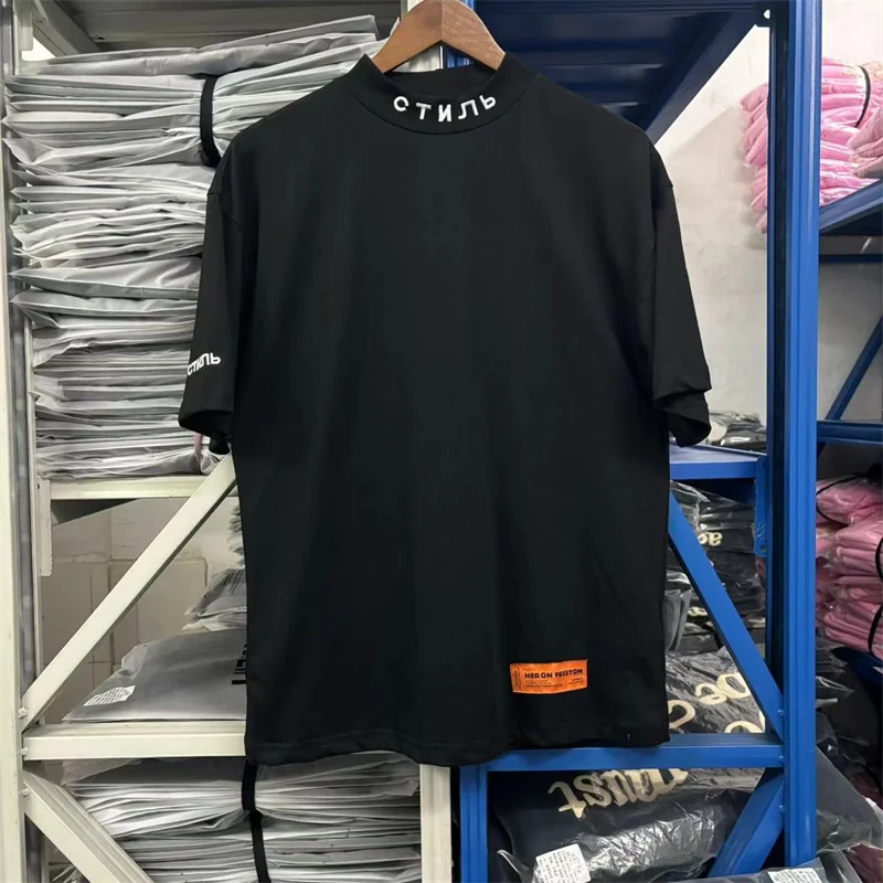 HERON PRESTON Pure Cotton T-shirt Embroidered Loose and High Quality Couple Style