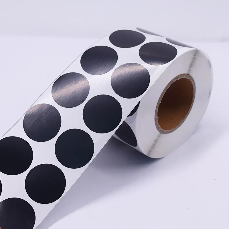 Black Round PP barcode label printing sticker Water/oil-proof 10-70mm thermal transfer PET synthetic paper