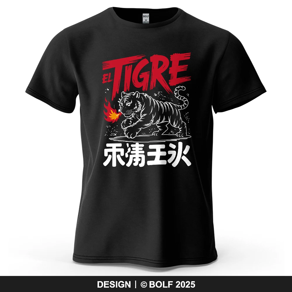 Camiseta con estampado de Fiery Tigre para hombre, camisetas gráficas de aventura en el desierto de gran tamaño 100% algodón para mujer, camisetas informales, ropa de calle