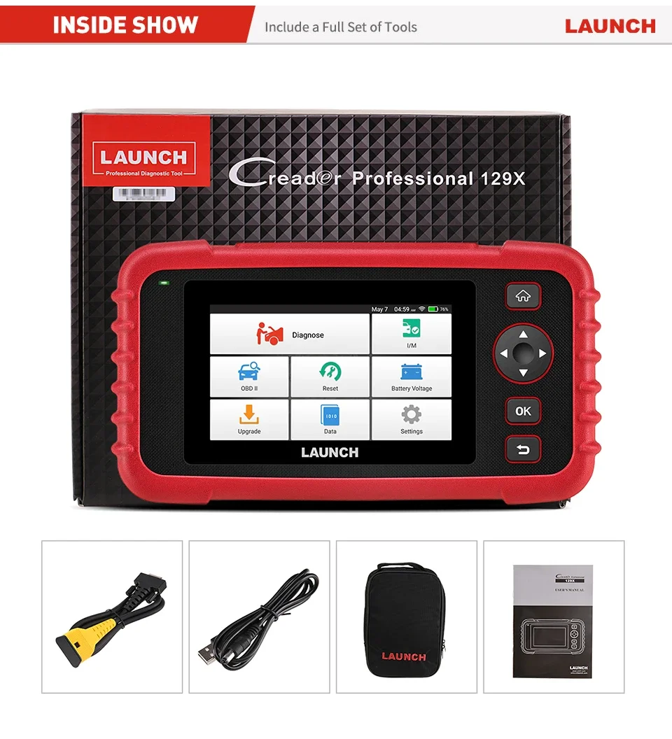 LAUNCH CRP129X Car OBD2 Diagnostic Tools Obd2 Scanner Engine ABS Airbag SRS AT Code Reader Free Update Automotive Tools