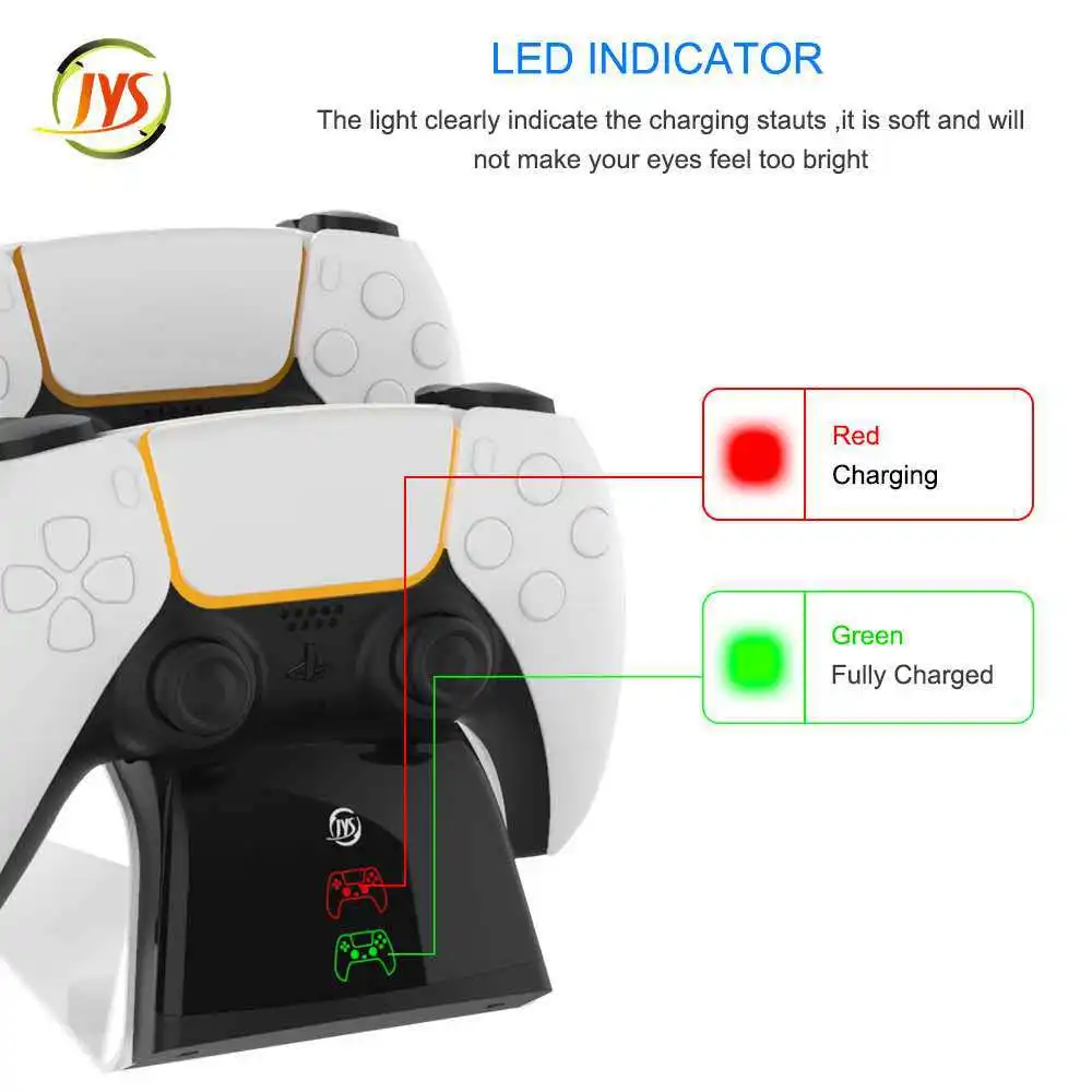 

JYS-P5102 Fast Charging Dock Stand For PS5 Gamepad Dual Charger Station For PS5 Controller Charger Base