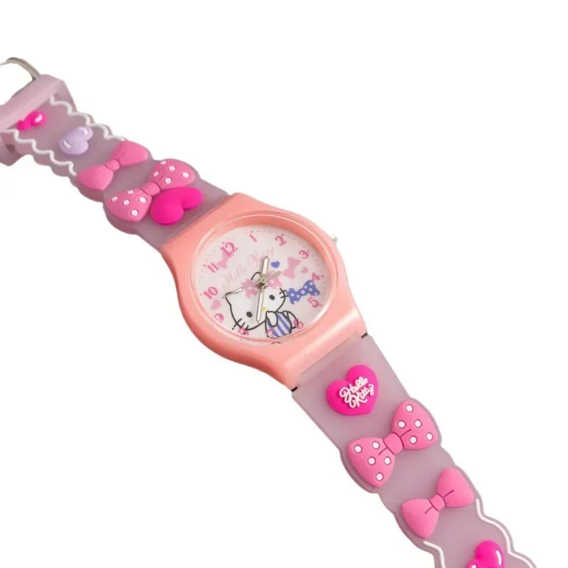 Sanrio Hello Kitty Wrist Watch Anime My Melody Cinnamoroll Children Children Watches 3D Student Silicone Strap Quartz Watch