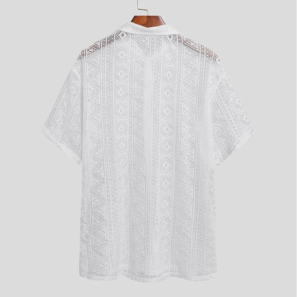 Collar Shirts Mens Shirt Daily Holiday Party See Through Shirt Shirts Tops Clubwear Comfortable Lace Transparent