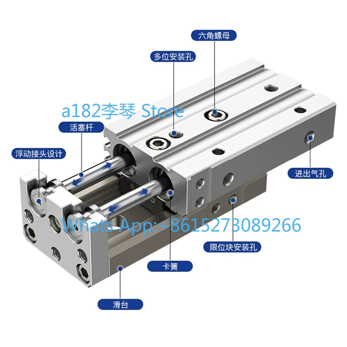 Slide cylinder MXS6L/8/12/16/20/25-10/20AS30/40BS/50B/75/100