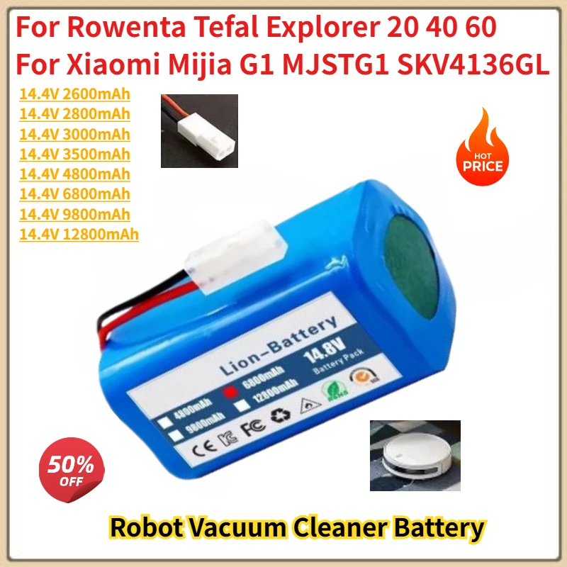 High Quality Battery 14.4V 12800mAh For Rowenta Tefal Explorer 20 40 60 Robot Vacuum Cleaner Brand New Replacement Battery