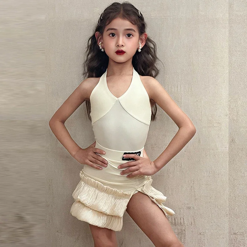 เด็กเต้นรําละตินการแข่งขันเสื้อผ้าละตินเต้นรําชุดเด็ก Samba Ballroom Dance Party SL13048