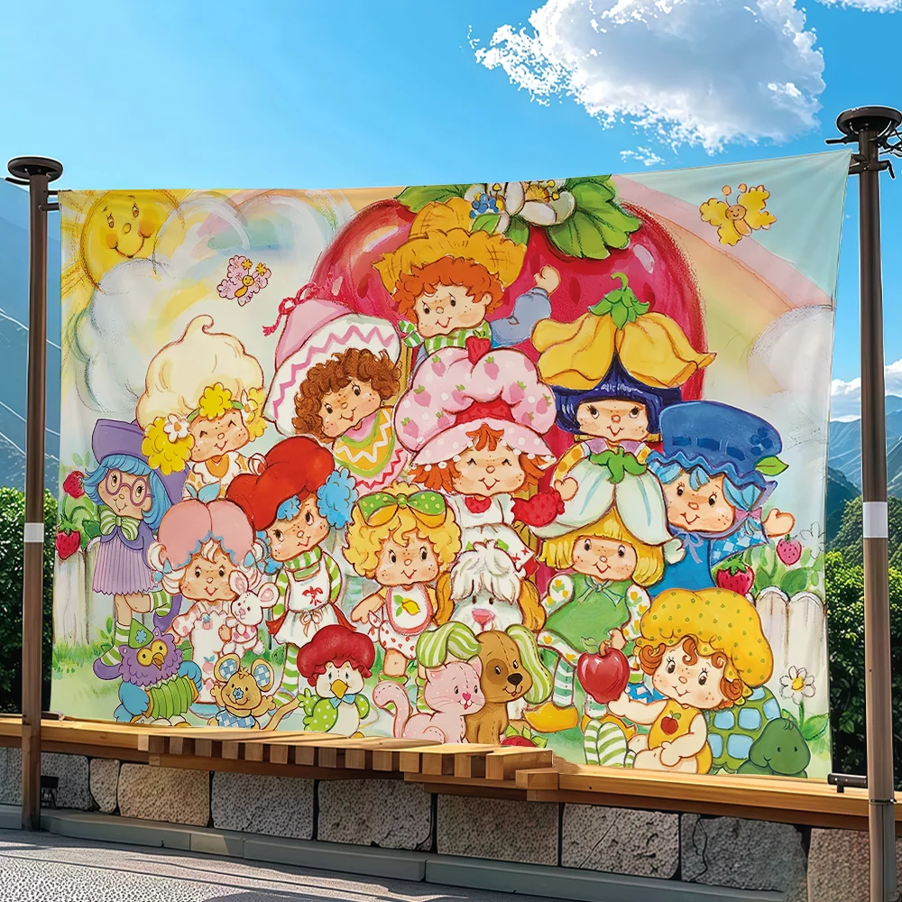 S-Strawberry Cute S-Shortcake-S flag Advertising Banner for Camping Decoration Outdoor & Garage Wall Hanging Decorations