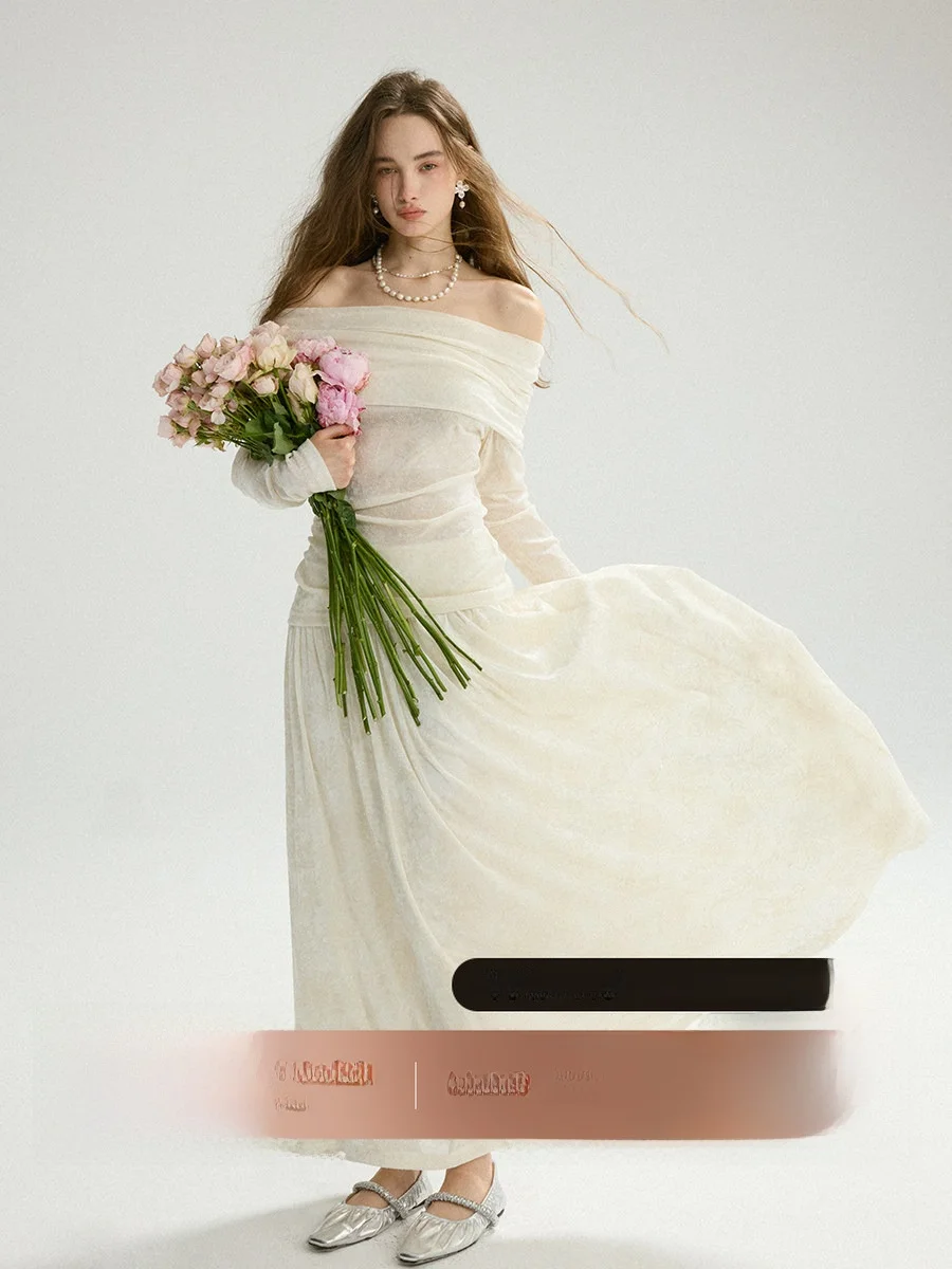 

Sincethen Vintage One-oulder Dr Set Women's Faion Mid-Winter Long Sve Pure Color Two-Piece Suit Ele Feel