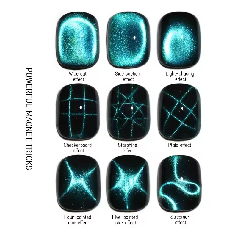 64 pz Nail Art Cat Eye Cubo Magnete 9mm Scacchiera Starlight Multi-funzione Cat Eye Magneti Adatto per DIY Cat Eye Gel Polish