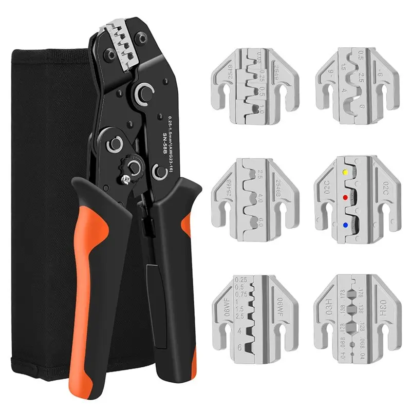 

Набор инструментов для обжима Happy New- Crimp Tool Set для электриков - с храповым механизмом, рукоятки для изолированных и неизолированных клемм, для разъемов Molex Open Dupont