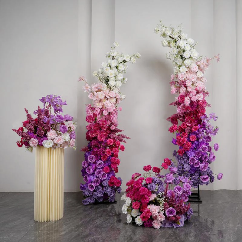 

Multi color Wedding Backdrop Horn Arch Frame Decor Rose Peony Floral Arrangement Window Display Party Event Props