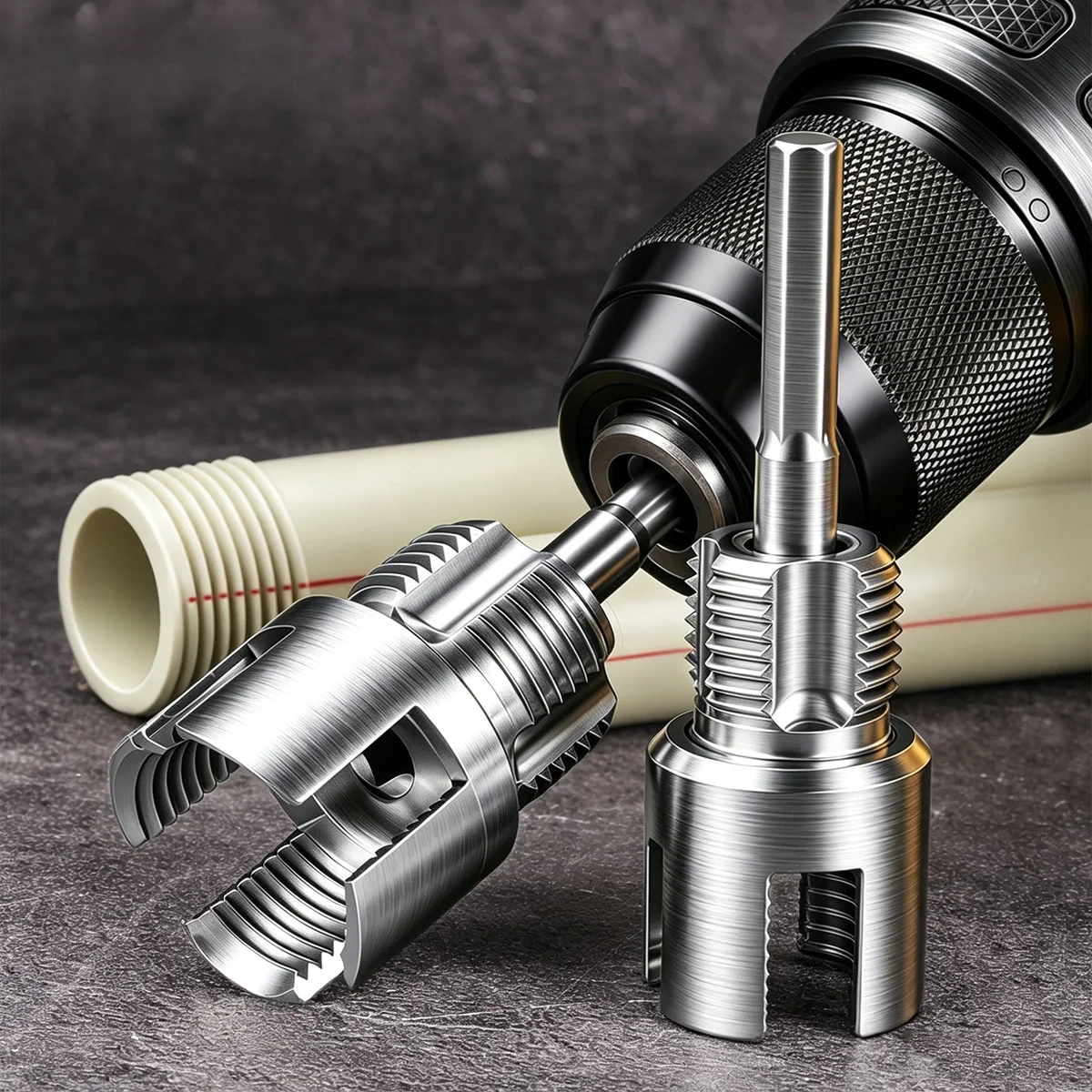 New 2-in-1 Integrated PPR Water Pipe Threader Kit 4/6 Points Internal External Thread Alloy Steel Plumbing Repair Tool
