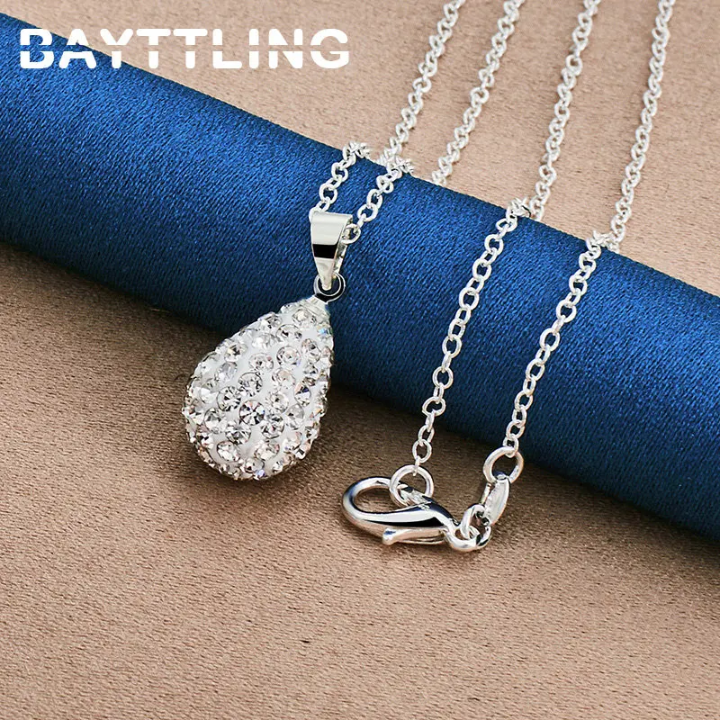 

Luxury 925 Sterling Silver 16-30 Inches Fine Water Drop Zircon Necklace For Women Fashion Charm Wedding Gift Jewelry Party