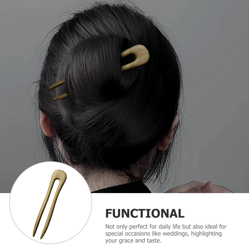 

Green Sandalwood Hairpin U-shaped Fork Women Accessories Buns Updo Long Hair Styling Tool Durable Wooden Sticks French Pins
