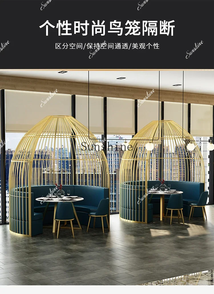 

Wrought iron bird cage decorative ornament King size hot pot restaurant bird cage booth outdoor large bird cageYY