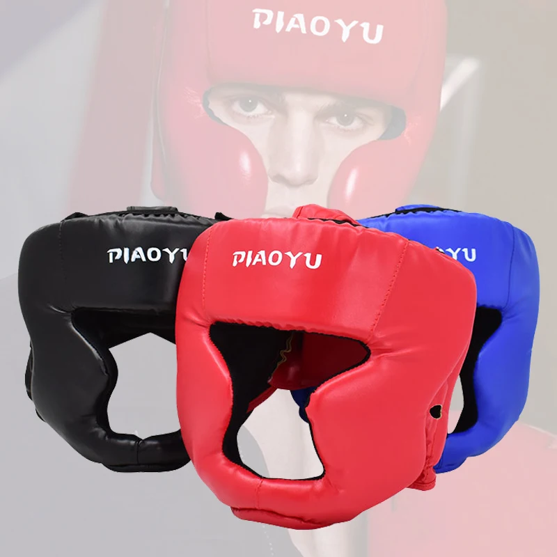 1pc Full-covered Pu Boxing Helmet Adults Muay Thai Training Sparring Boxing Headgear Gym Equipment Taekwondo Head Guard