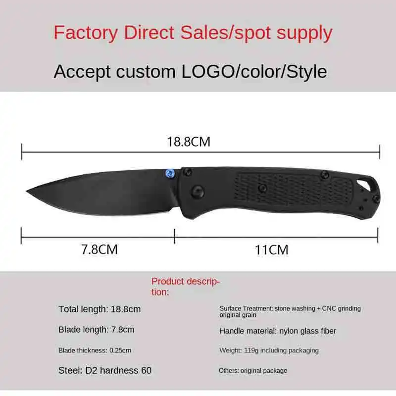 KK BM 535 Bugout EDC Folding Pocket Knife Black/ White Blade Survival Tactical Knife Outdoor Facas Jackknife Hand Tools Rescue