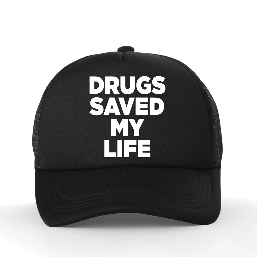 Novelty Awesome Drugs Saved My Life Baseball Cap Graphic Streetwear Snapback Hat Birthday Gift Summer Style Breathable Sun Hat