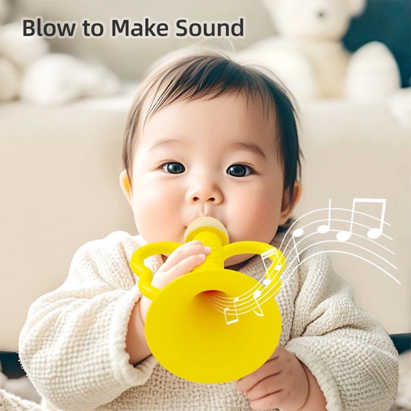 O instrumento musical de trompete pequeno de silicone infantil pode ser soprado, mastigado e brincadeado como brinquedo de educação precoce e inteligência