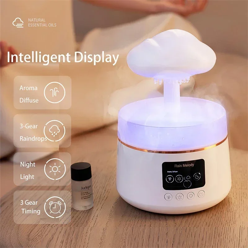 300ML Bluetooth Air Diffuser Mist Maker Rain Cloud Humidifier Design Mushroom Lamp Colorful NightLight Ultrasonic Aroma Diffuser